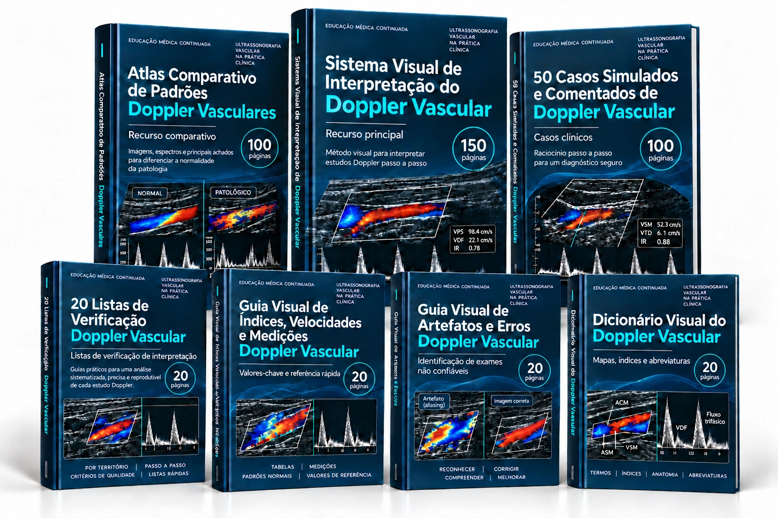 Biblioteca completa de Doppler vascular: três livros principais e os quatro bônus incluídos