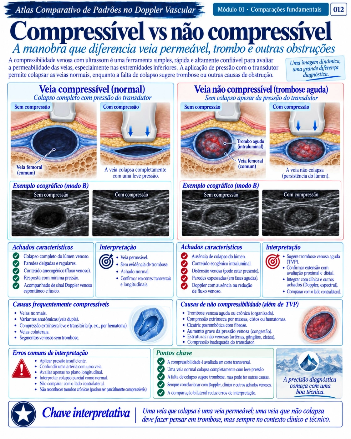 Página 12: Compressível vs. não compressível. Amostra do material digital de Doppler vascular.